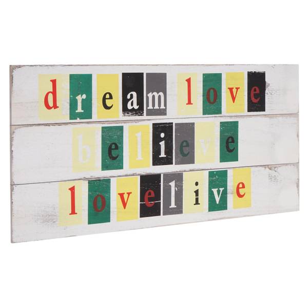 Wandbord Believe Shabby-look wit - paulownia - 60 x 30 x 8 cm