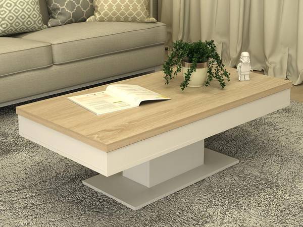 Couchttisch ASTULIA Beige - Holz teilmassiv - 59 x 40 x 146 cm