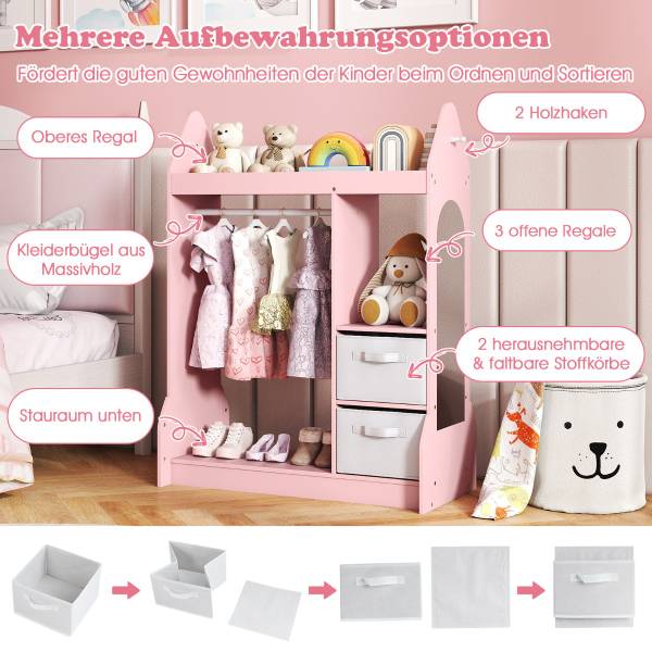 Kleiderschrank 73452096 Pink - Holzwerkstoff - 81 x 107 x 38 cm