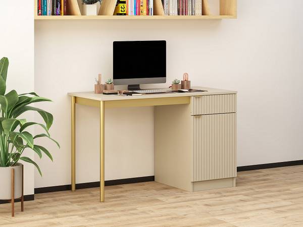 Schreibtisch MILIAKI Beige - Holz teilmassiv - 120 x 75 x 55 cm
