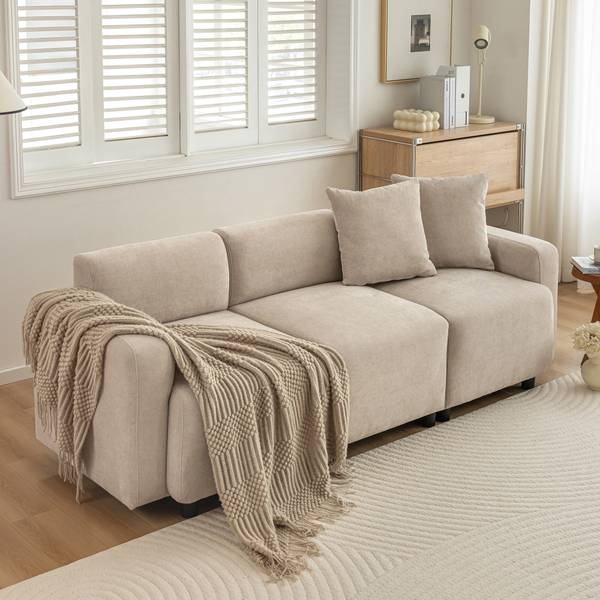 3-Sitzer-Sofa Shidads Beige - Textil - 67 x 71 x 211 cm