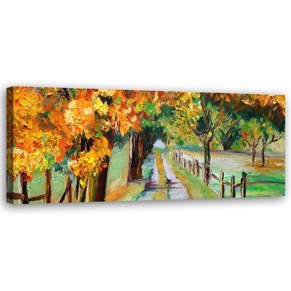 Wandbild herbstliche bäume gemalt 90 x 30 cm