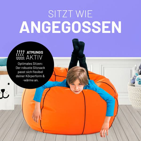 Sitzsack Sport Basketball Orange - Kunststoff - 110 x 60 x 110 cm