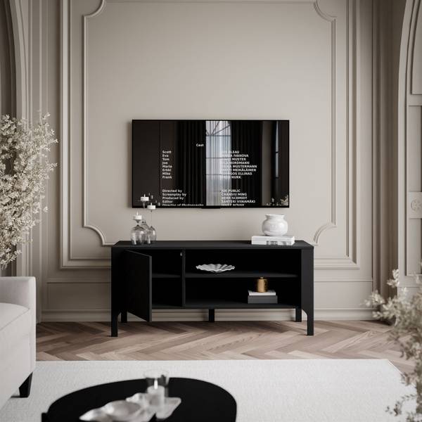 TV-Lowboard LUMI 135 cm Schwarz
