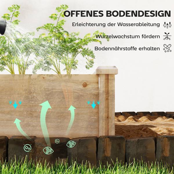 Verhoogde plantenbak 84H-476V01ND bruin - massief hout - 66 x 26 x 235 cm