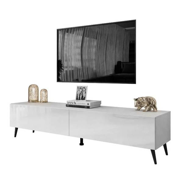 RTV Schrank COLETTE III Schwarz - Hochglanz Weiß - Höhe: 43 cm