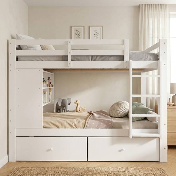 Etagenbett BAMUD82 Ⅰ Weiß - Holzwerkstoff - 104 x 160 x 205 cm