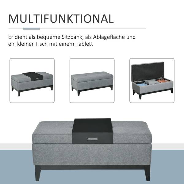 Sitzbank 833-350GY Holzwerkstoff - 50 x 44 x 107 cm