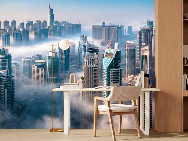 Fototapete Dubai Nebel Wolkenkratzer 450 x 315 x 315 cm