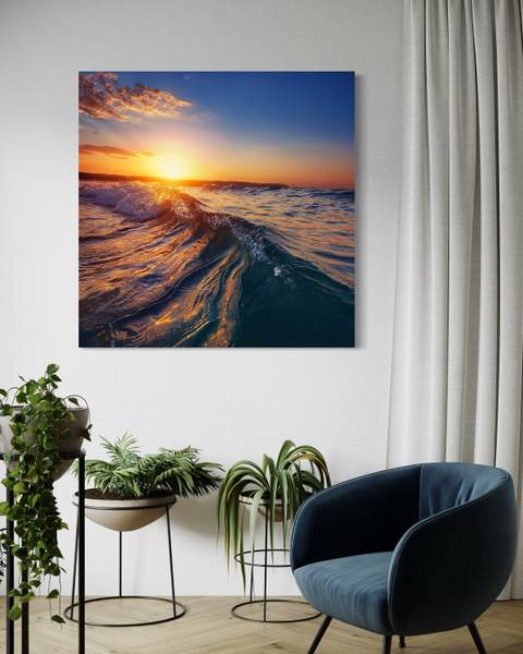 Tableau déco paysage vague 30 x 30 cm