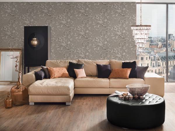 Vliestapete 4102 floral Struktur Design Beige - Grau
