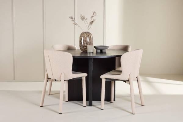 Essgruppe Strada 5-teilig Beige - Schwarz - Holzwerkstoff - 120 x 74 x 120 cm