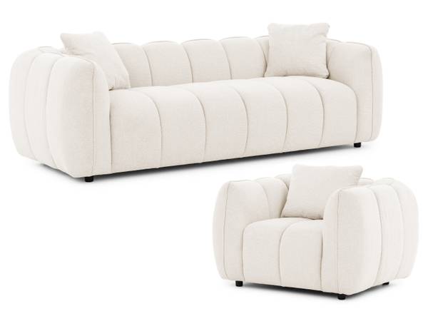 Bankstellen Nubira 3+1 Set van 2 crèmekleurig