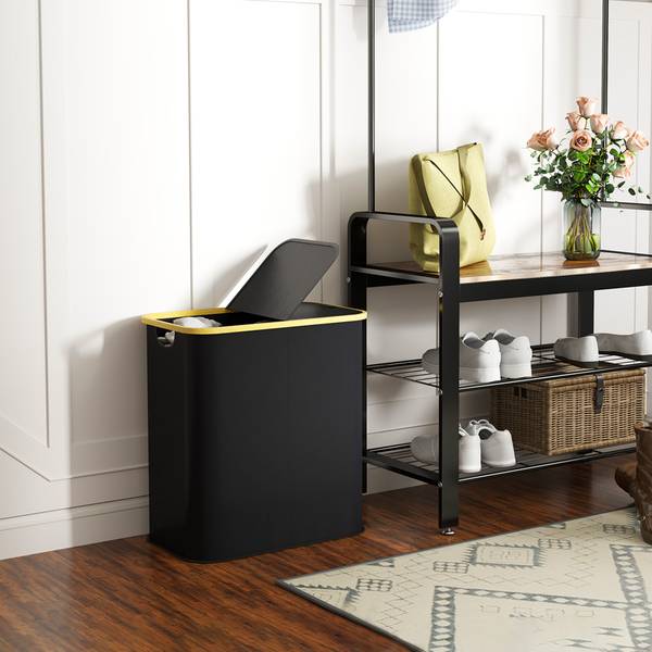 Wäschekorb 850-320V00BK Schwarz - Bambus - 34 x 59 x 54 cm