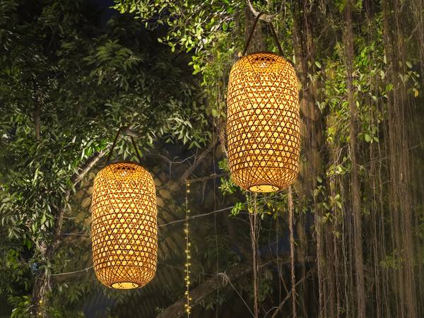 2er Set LED Solarlaternen, Höhe 56,5cm Braun - Bambus - 23 x 57 x 23 cm