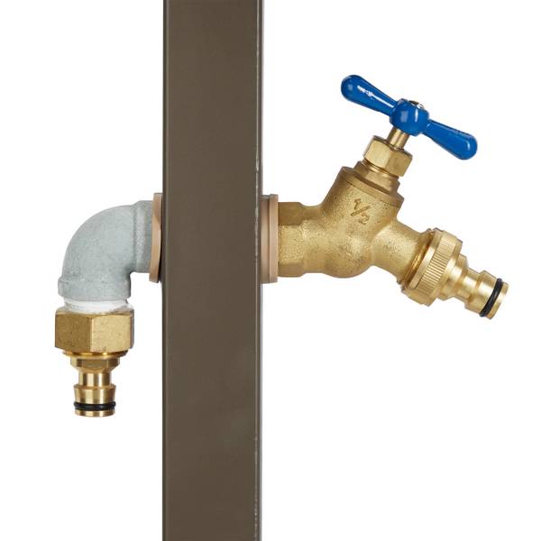 Waterzuil met tuinslanghouder bruin - goud - staal - 25 x 108 x 18 cm