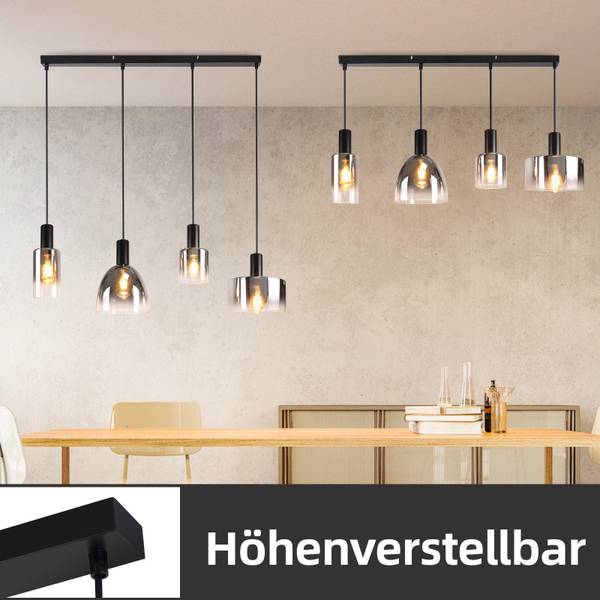 Pendelleuchte Marsiglio 4-flammig Schwarz - Metall - 5 x 181 x 78 cm