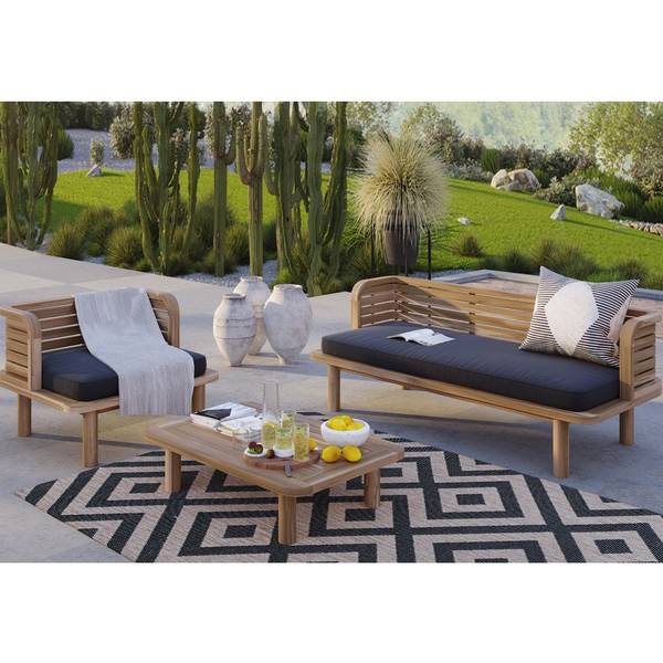Salon de jardin Kilda Marron - Bois massif - 60 x 22 x 90 cm