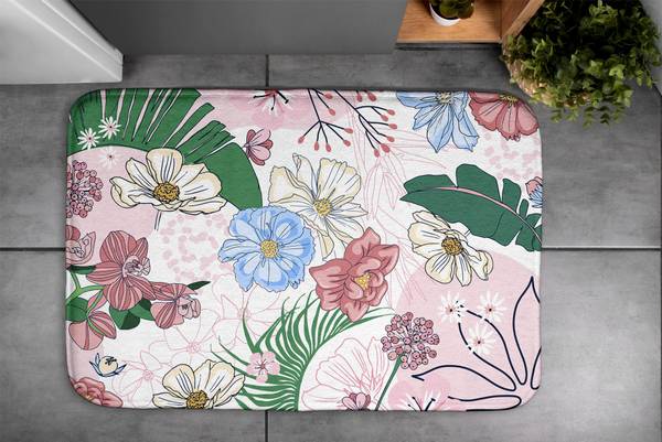 Badteppich Bunte Blumen 75 x 45 x 75 cm