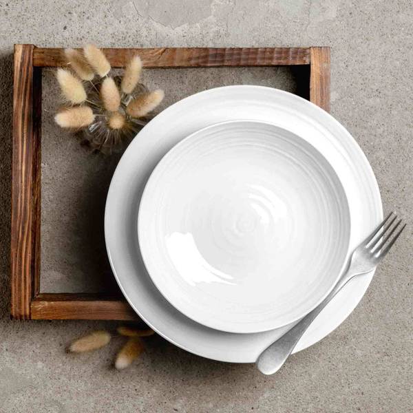 Tafelservice Terra Uni 12-teilig Weiß - Pinie - 33 x 24 x 33 cm