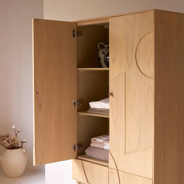 Schrank Otho Beige - Mindi - 90 x 180 x 45 cm