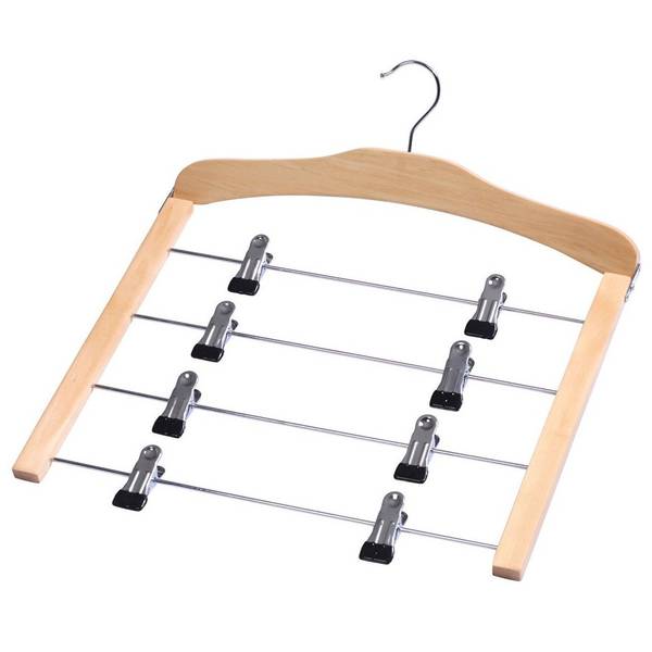 Mehrfach-Rockbügel, Buche/Metall Braun - Holzwerkstoff - 2 x 43 x 39 cm