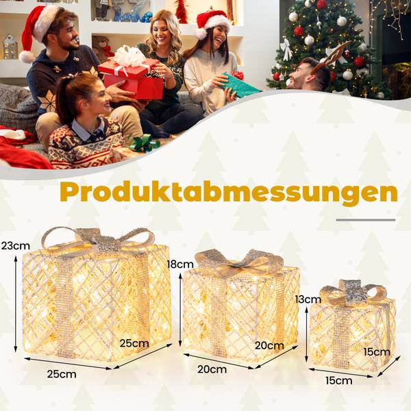 Weihnachtsbox OY46007PQDE(3-tlg.) Weiß - Metall - 25 x 23 x 25 cm