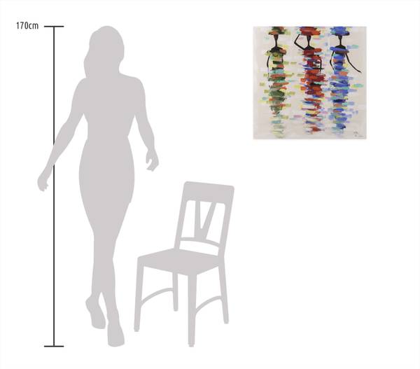 Acrylbild Handgemalt Personen Yi Beige - Baumwollstoff - 60 x 60 x 4 cm