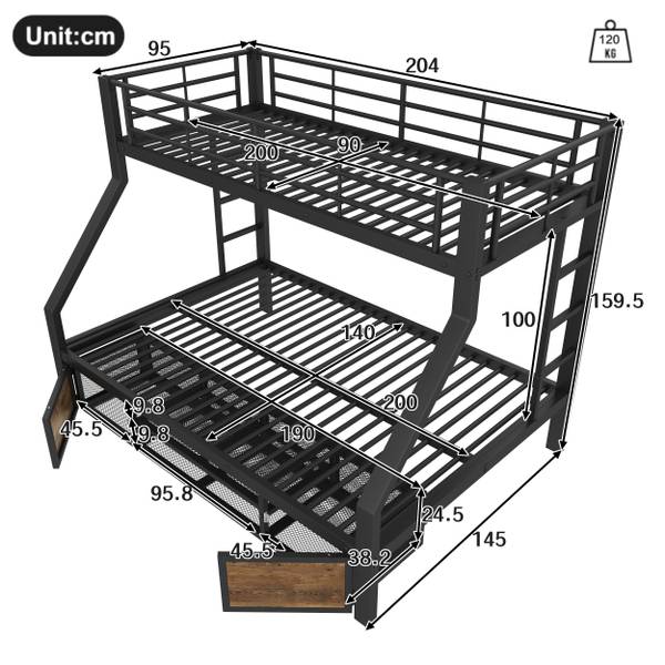 Etagenbett K-1153 Schwarz