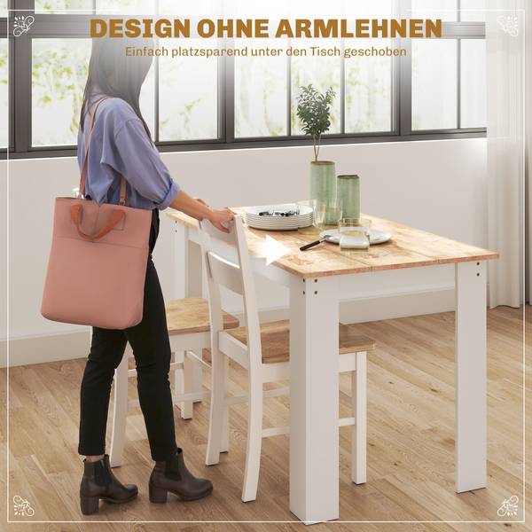 Esstisch Stühle Set 83A-P032 Weiß - Gelb - Holzwerkstoff - 69 x 75 x 69 cm