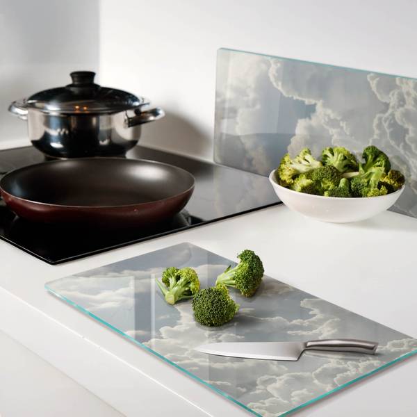 Snijplank Wolk 2-dlg wit - glas - 52 x 1 x 30 cm