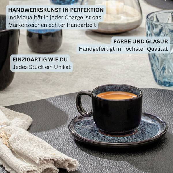Espressotassen Set Manila - 6 teilig Blau - Stein - 2 x 6 x 2 cm
