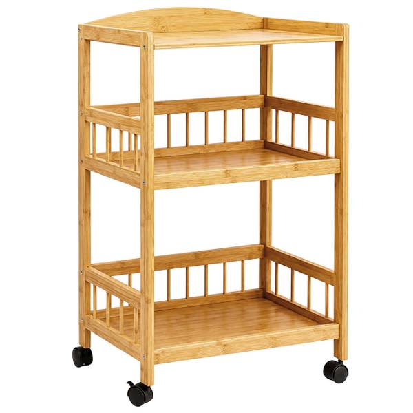 Servierwagen Bambus Braun - Bambus - Kunststoff - 53 x 80 x 30 cm