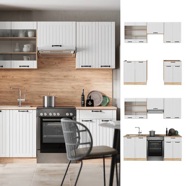 Keukeneenheid Fame Line 56890 set van 5 landelijke eikenhouten look - eikenhouten look - zuiver wit