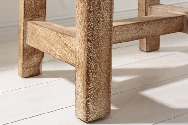 Hocker FINCA Beige - Braun - Weiß - Mango - 40 x 45 x 30 cm