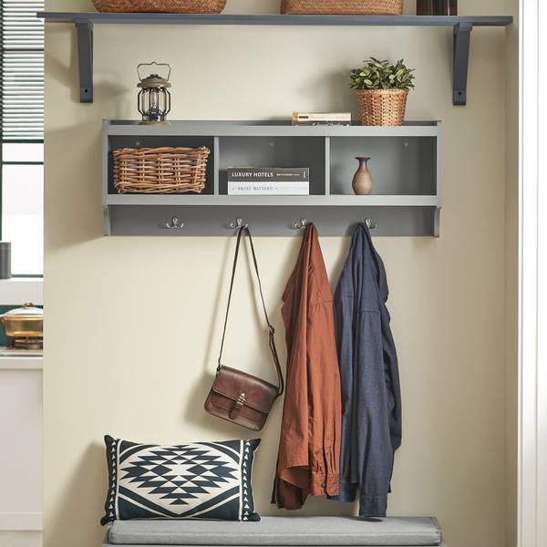 Wandgarderobe FHK28-HG Grau - Holzwerkstoff - 100 x 35 x 25 cm