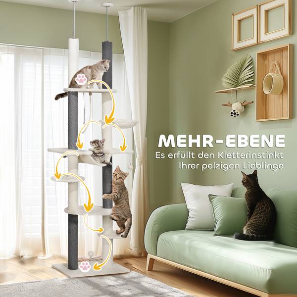 Kratzbaum D30-843V00CW Weiß - Holzwerkstoff - 44 x 255 x 60 cm