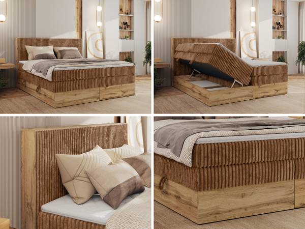 Boxspringbett WOOD CLASSIC KING Messing - Orange - Breite: 184 cm - H3