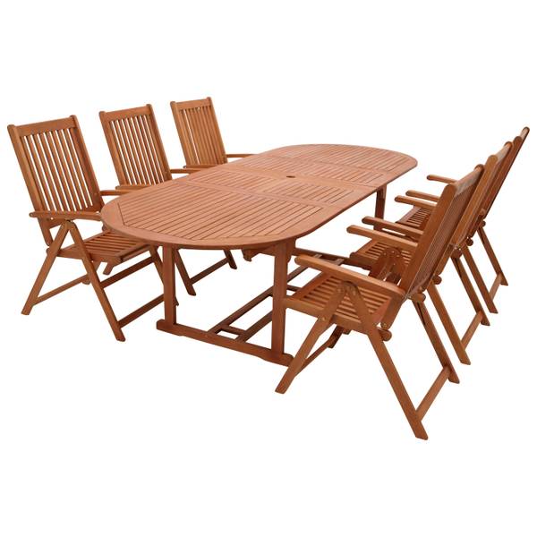 Garnitur LAGO 7-teilig Braun - Eukalyptus - 180 x 74 x 100 cm
