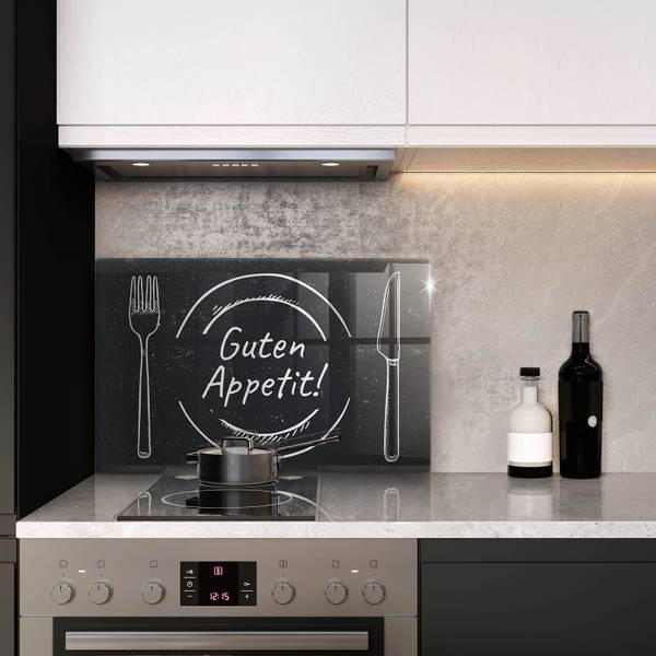 Schneidebrett Guten Appetit! Schwarz - Glas - 80 x 52 x 1 cm