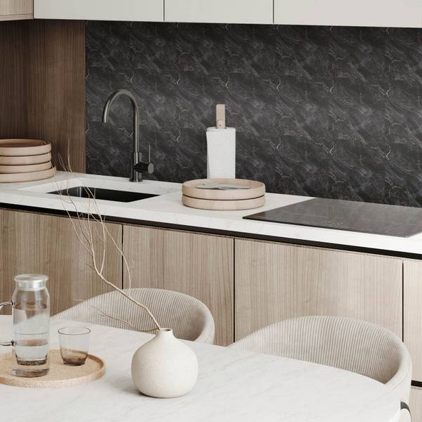 Vinylfliese MarmorEdel 20er-Set Schwarz - Vinyl - 20 x 20 x 1 cm