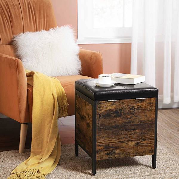 Sitzhockerbelastbar New Haven Braun - Holzwerkstoff - 40 x 50 x 40 cm