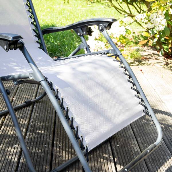 Klappbarer Gartensessel Monaco Grau - Stahl - 65 x 110 x 160 cm