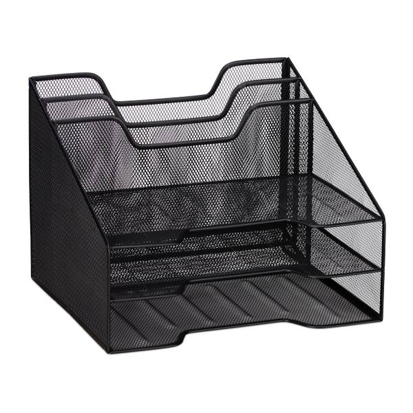 Dokumentenablage Metall 5 Fächer Schwarz - Stahl - 32 x 24 x 29 cm