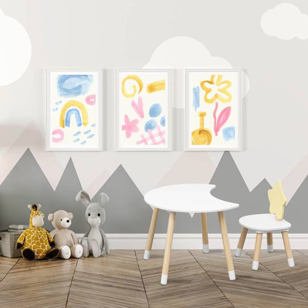Kindertisch und Stuhl Buriti (2er-Set) Weiß - Holzwerkstoff - 60 x 44 x 40 cm