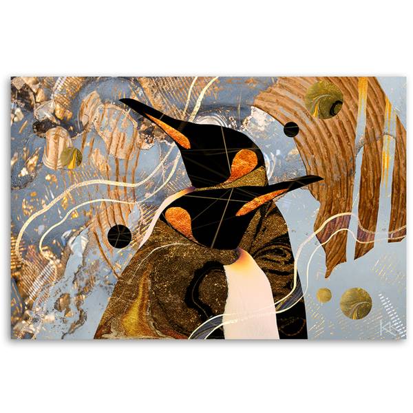 Wandbild pinguine tiere abstraktion 90 x 60 cm