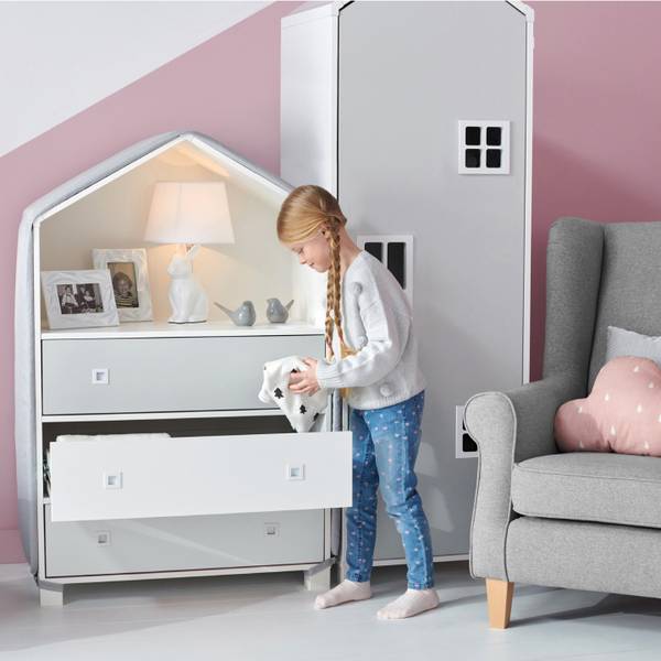 Kindercommode MIRUM grijs - wit - ABS - 80 x 126 x 45 cm