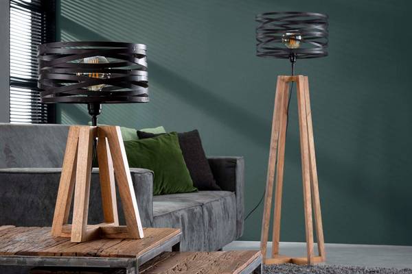 Stehlampe DALIAN Schwarz - Massivholz - 41 x 135 x 41 cm