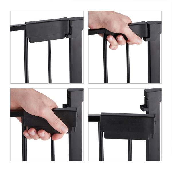 Haardscherm 5 panelen zwart - nylon - staal - 165 x 75 x 94 cm