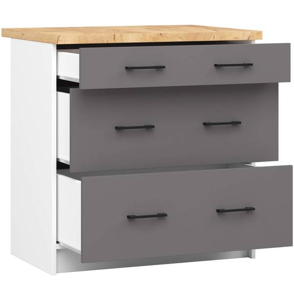 Küchenschrank OLIWIA 80 3S Grau - Weiß - Holzwerkstoff - 80 x 85 x 46 cm